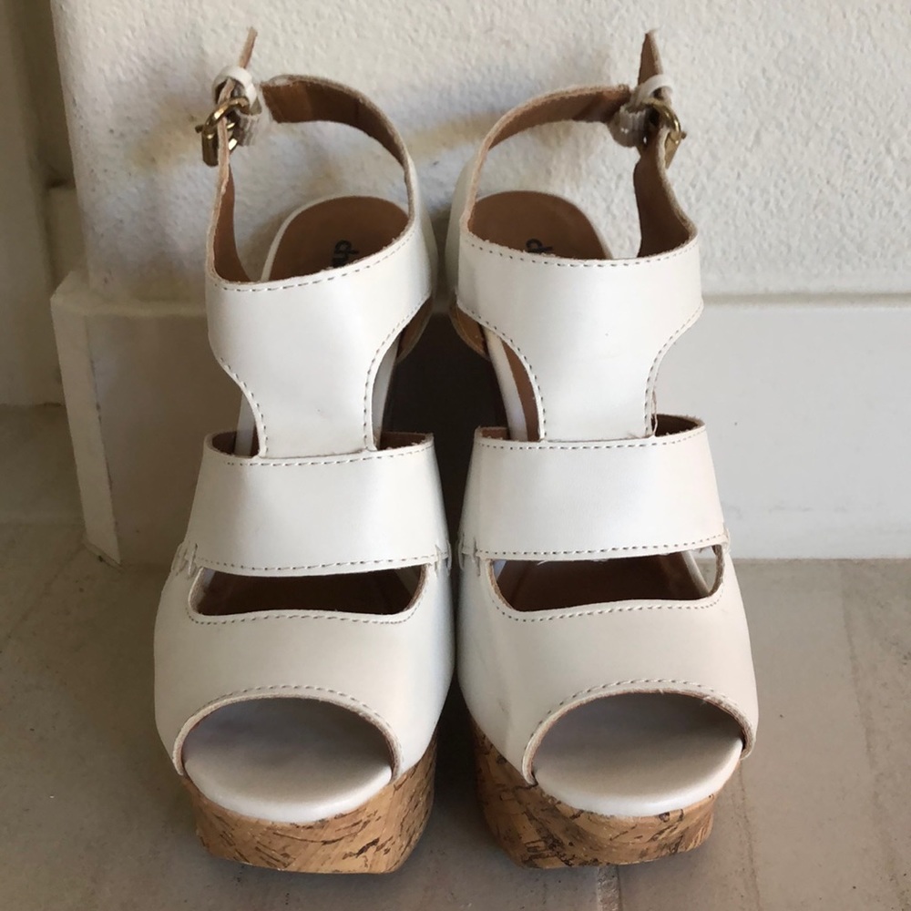 White Open Toe Wedge Heels size 6.5